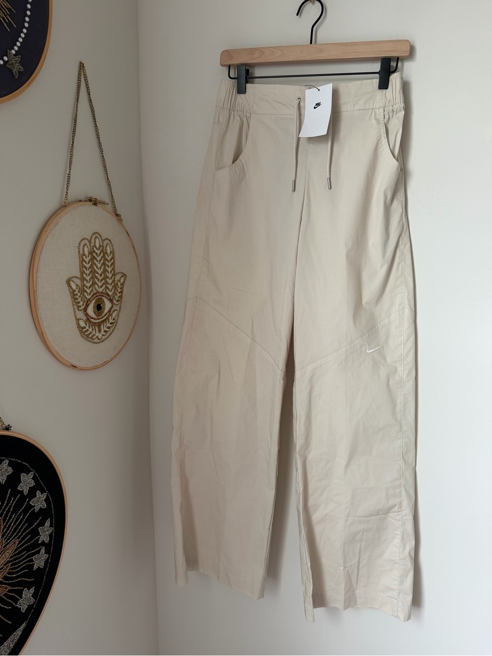 Nike Beige Drawstring straight leg cargo pants